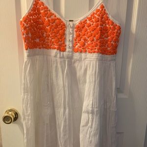 Free people linen embroidered midi dress